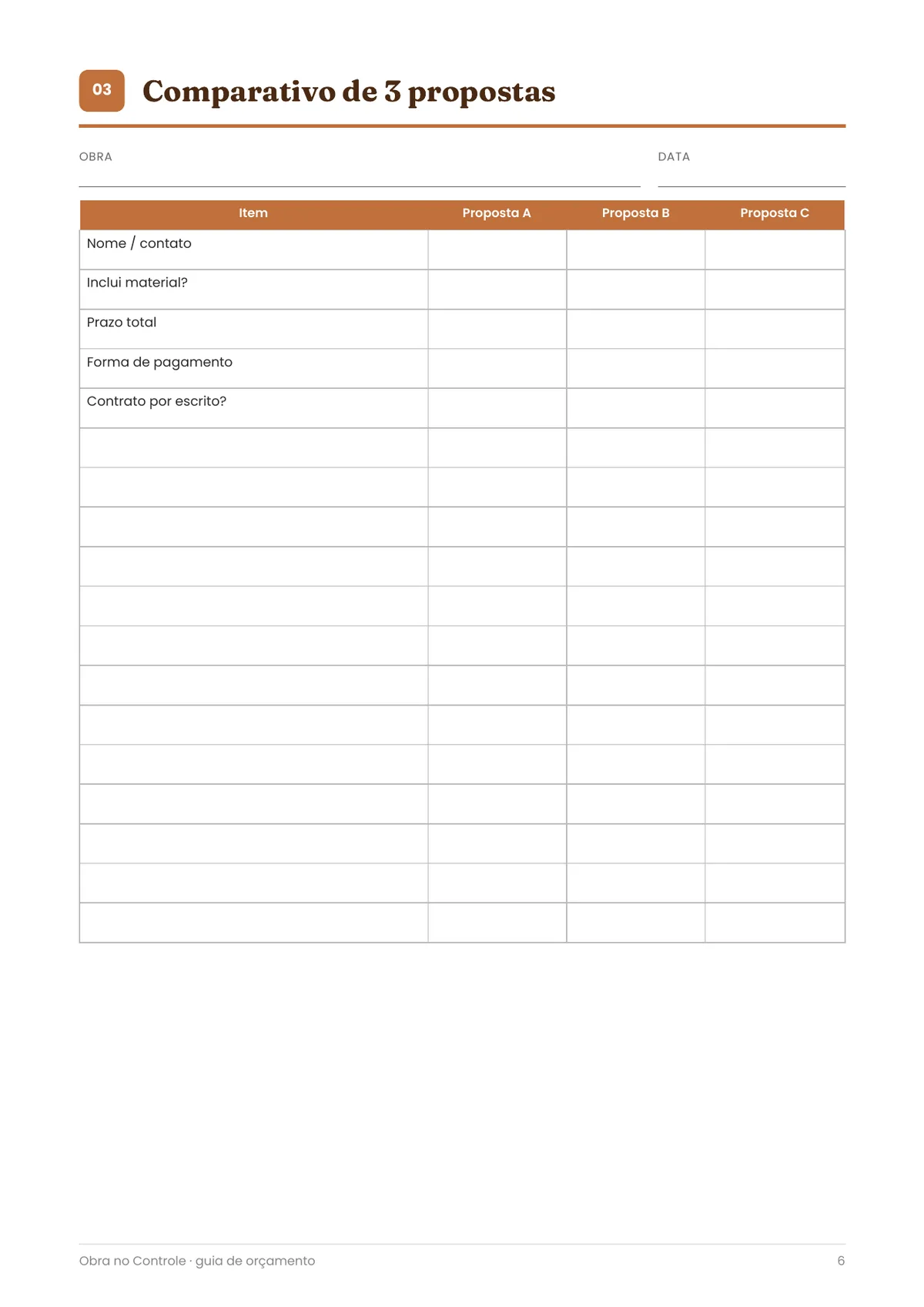 Página real do PDF Obra no Controle: comparativo de 3 propostas